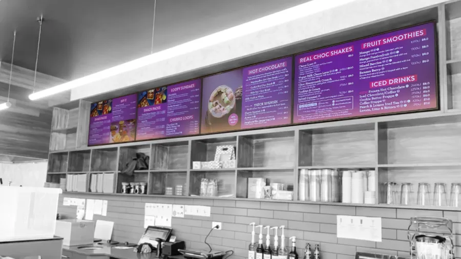 San Churro Four Screen Samsung QM5OR Digital Menu Board