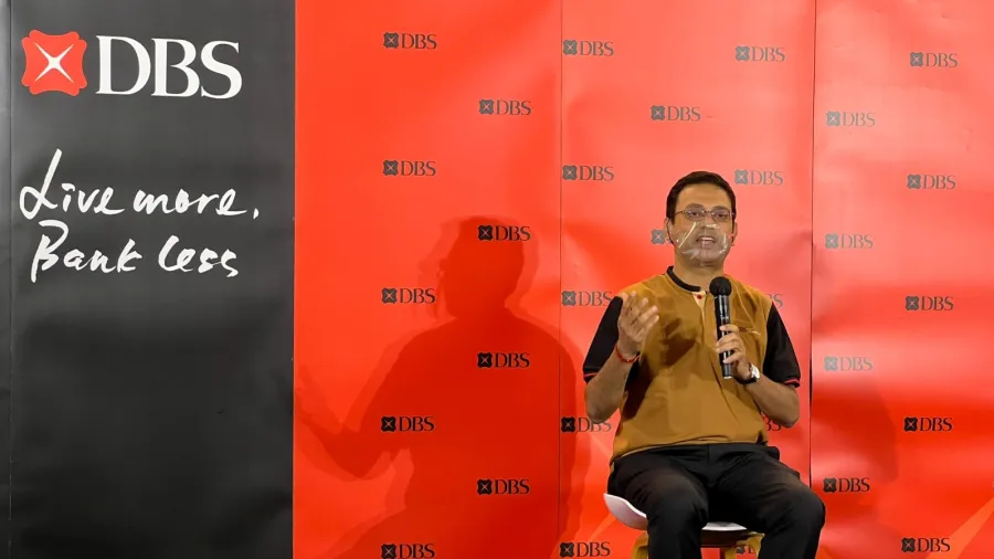Ajay Mathur, head of consumer banking group and wealth management, DBS HK, wore the branch uniform during its unveiling (Source: DBS)