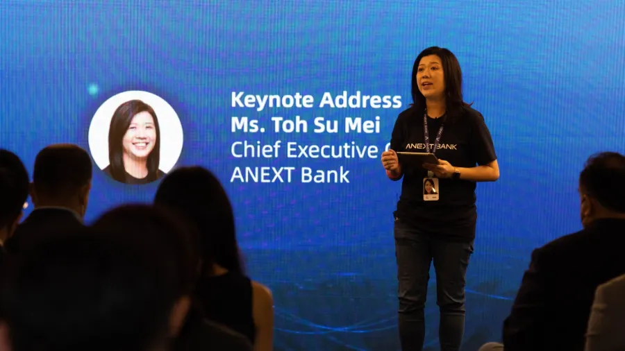 Toh Su Mei, CEO of ANEXT Bank, during the digital-only bank's soft launch (Photo from ANEXT Bank).