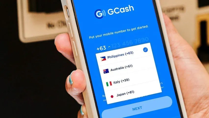 GCash app with options to use with international SIM cards /Photo credits to GCash.