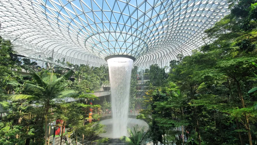 Photo by Medina Loh: https://www.pexels.com/photo/waterfalls-from-metal-and-glass-ceiling-5972167/