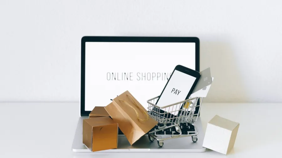 Photo by Nataliya Vaitkevich: https://www.pexels.com/photo/a-miniature-shopping-cart-on-macbook-laptop-6214476/