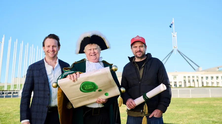 Lucas Groeneveld, Regional General Manager Retail Uber Eats, Town Crier and Laurence Kain, Co-Founder of Capital Brewery.