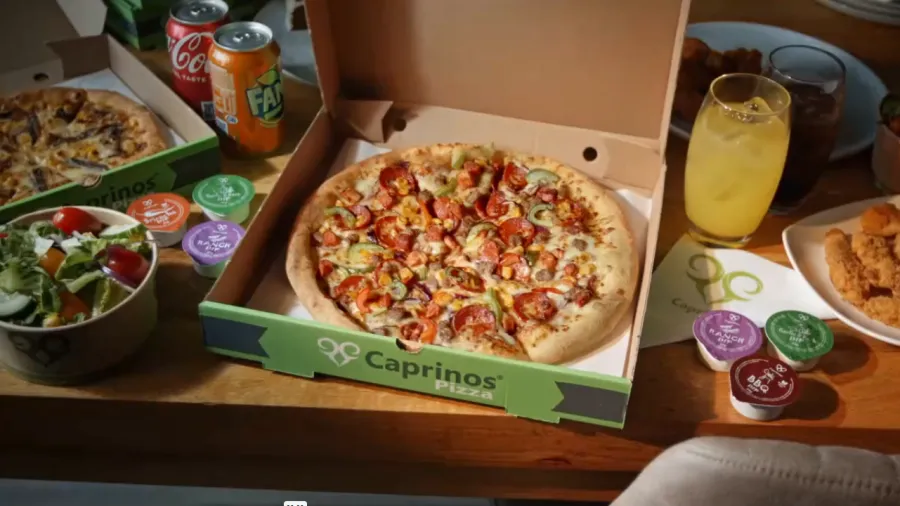 Screenshot from Caprino's Pizza ad.