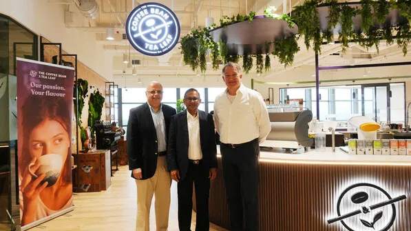 From left: Yousif Abdulghani, Chief Development Officer, CBTL; Hussain Hilmy, CEO, Waterscape Investments; John in de Braekt, CEO, CBTL at The Coffee Bean & Tea Leaf’s global headquarters in Singapore