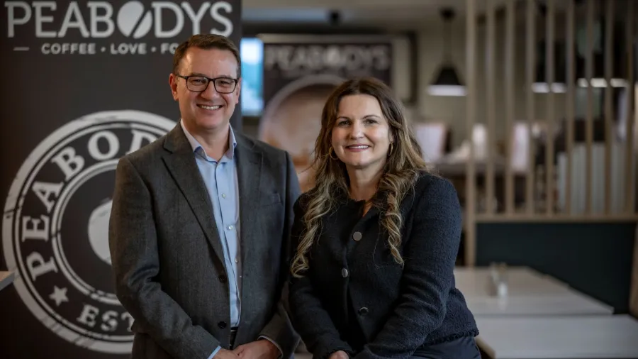 Mark Webster, CEO of Compass One and Claudia Mascino, MD of Peabodys Coffee.