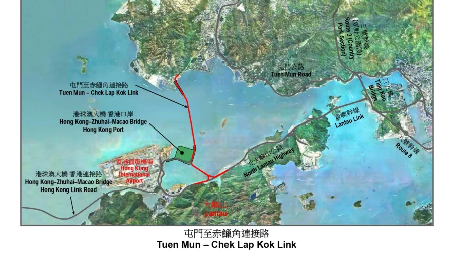 Layout Plan of Tuen Mun – Chek Lap Kok Link (TM-CLKL). /Photo from Highways Department