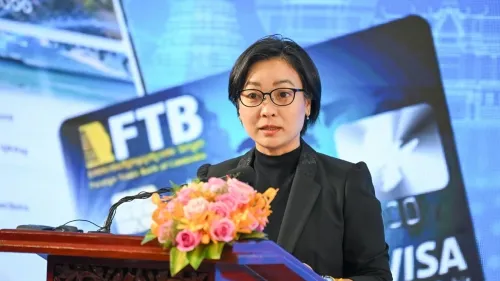 NBC Governor H.E. Dr. Chea Serey, speaking during the launch, which took place at the National Bank of Cambodia (22 January 2025). Photo by the NBC.
