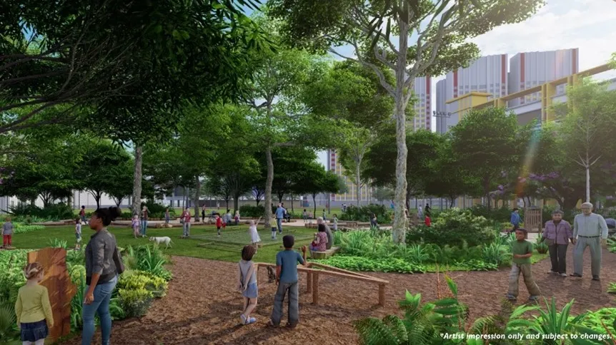 Photo from SportSG / Artist’s impression of park at Farrer Park.
