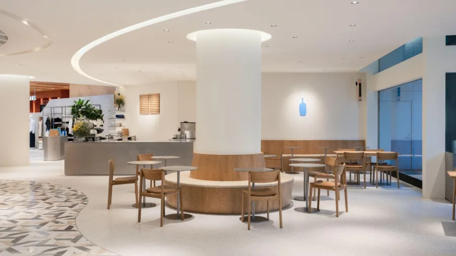 Press photo / Interior of Blue Bottle Coffee at LUMINE SINGAPORE in Raffles City.