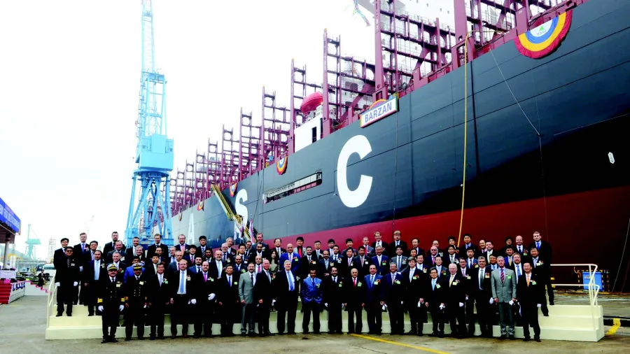Naming ceremony of Barzan on 29th April at Hyundai Samho Heavy Industries in Mokpo, South Korea. The DNV GL classed vessel will operate on the Asia-Europe trade (Photo: Courtesy of UASC)