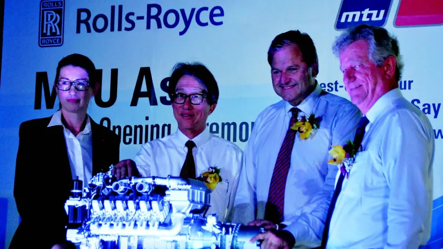Official opening of its new MTU Asia Headquarters in a ceremony attended by Singapore Minister for Manpower, Mr Lim Swee Say (second from left)