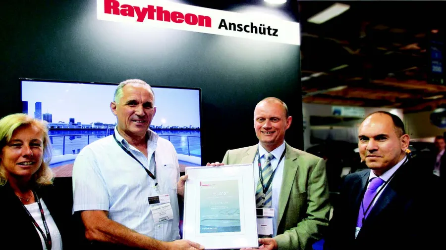 Hand-over ceremony of a certificate about the 15,000 Standard 22 during Posidonia 2014