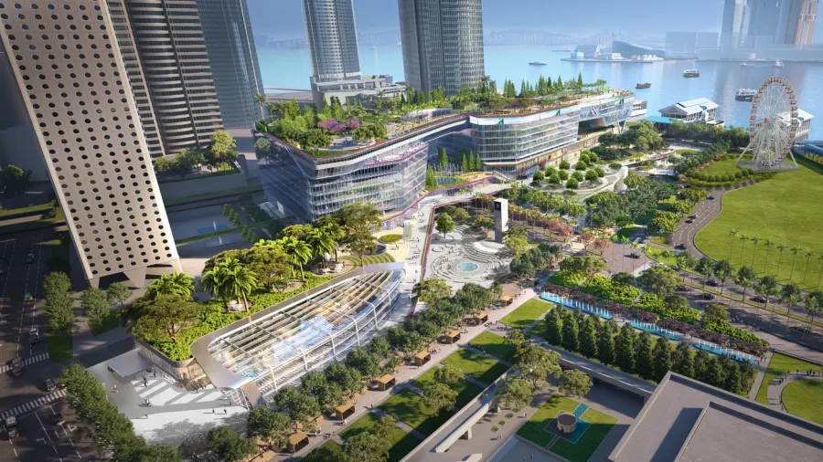 Press photo / Aerial view of the project from Connaught Road to the harbourfront.