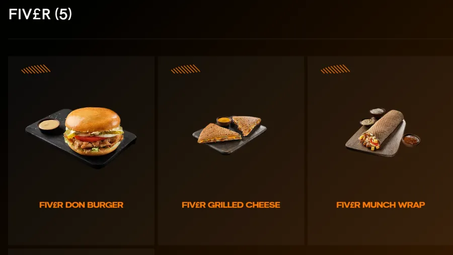 Fiver Menu / Photo from GDK website