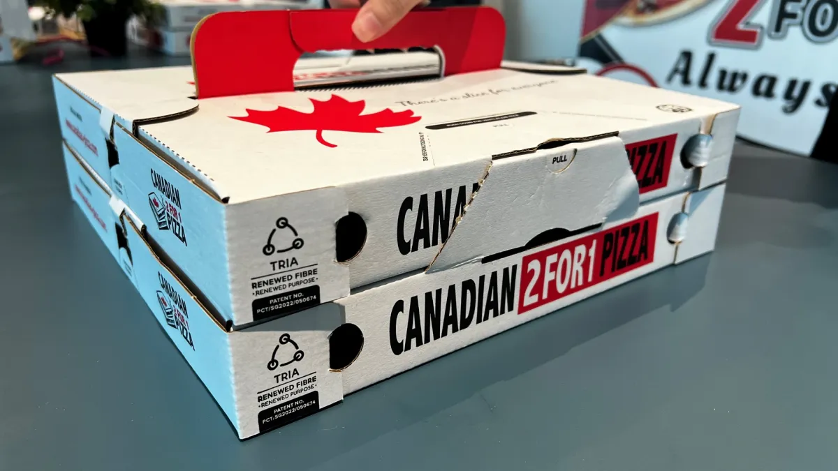 Canadian 2 for 1 Pizza adopts TRIA's sustainable pizza box packaging