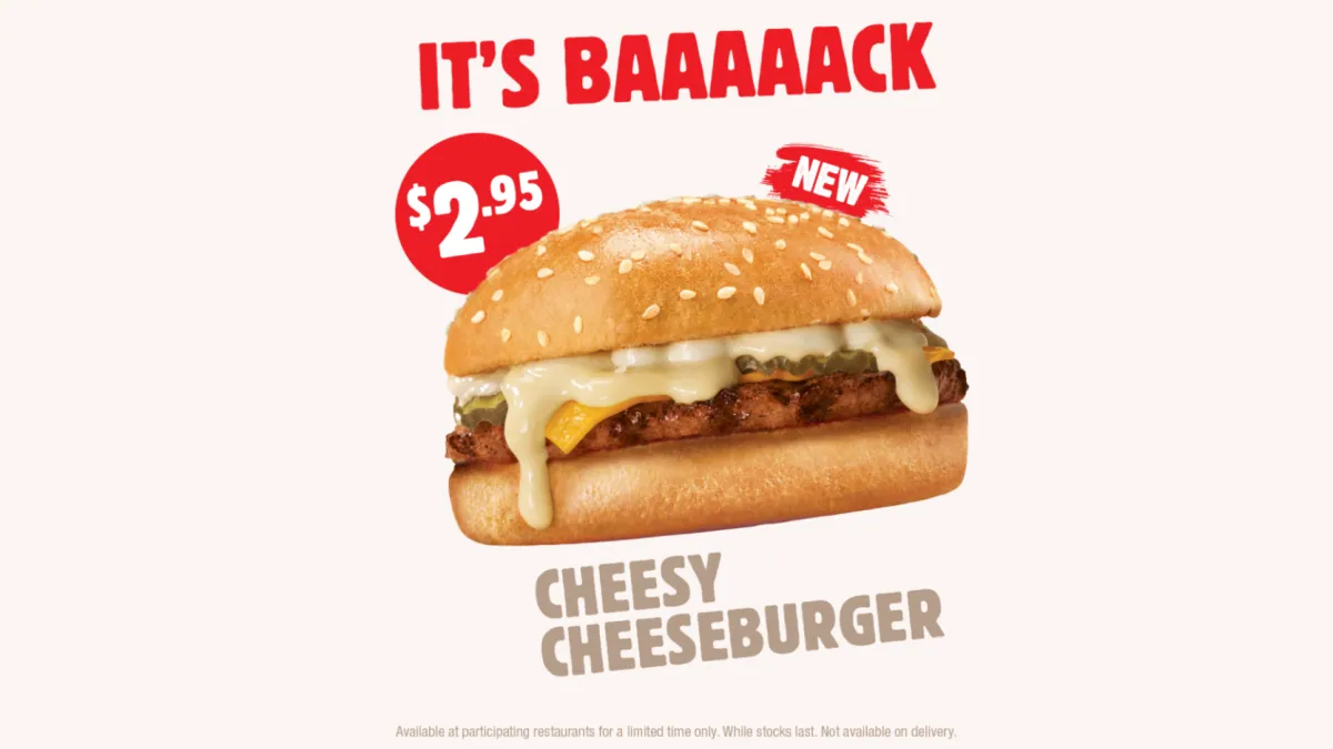 Hungry Jack’s brings back its Cheesy Cheeseburger