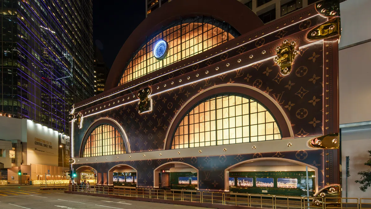 Louis Vuitton unveils train station-inspired façade in Hong Kong