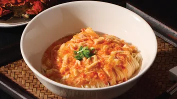 Din Tai Fung tests crab roe noodles
