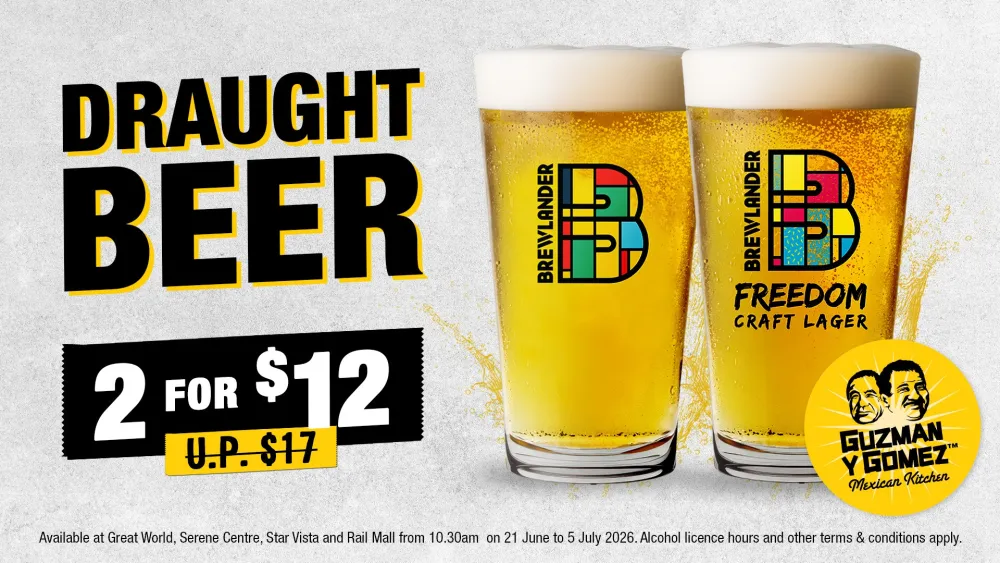 GYG Singapore unveils two-for-$12 draught beer special